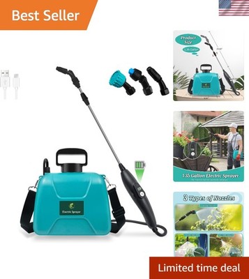 Efficient 1.35 Gallon Battery Sprayer with Adjustable Nozzles & Telescopic Wand