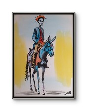 ORIGINAL SURREAL HORSE 12x16 ACRYLIC PAINTING BLUE ANIMALS WALL ART CANVAS
