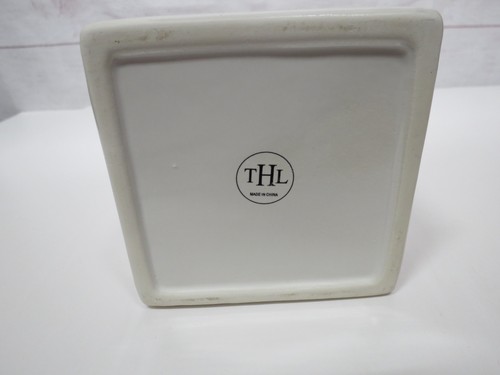 THL Lattice Farmhouse Kitchen Tea Canister Container Ceramic White Chic - Picture 7 of 9