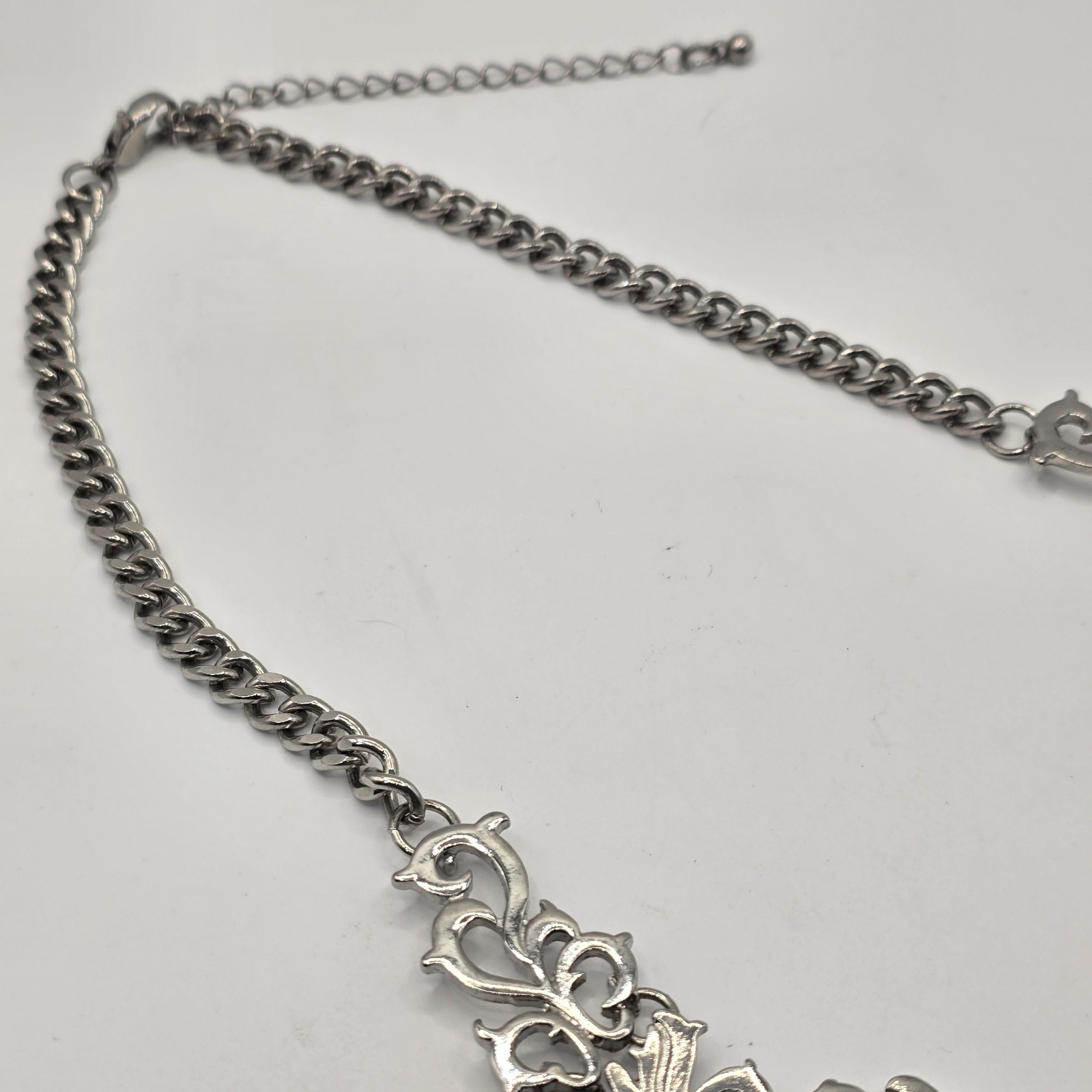 Silver Tone Ornate Scroll Statement Necklace Baro… - image 5