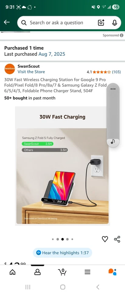 Charging Station for Google 9 Pro Fold/Pixel Fold/8 Pro/8a/7 & Samsung Galaxy - Image 2 of 3