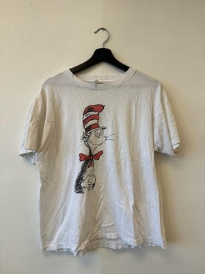 Vintage Dr Seuss Cat In The Hat Grinch Shirt Medium White Cartoon Graphic TShirt