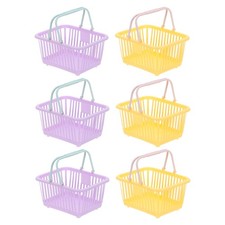 6PCS Mini Shopping Baskets with Handles Small Tiny Baskets, Purple Yellow