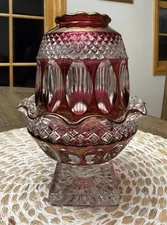Vintage Westmoreland Fairy Lamp Flashed Glass Wakefield Ruby Red/Cranberry