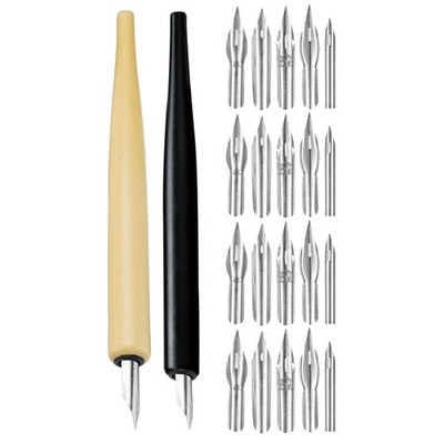 2 Sets Dipped Wooden Pen Comic Drawing Pens Calligraphy Fountain