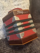 Stagi Anglo Concertina 20+1 Knopf Recanti Factory Italien gr&uuml;n und rot Vintage