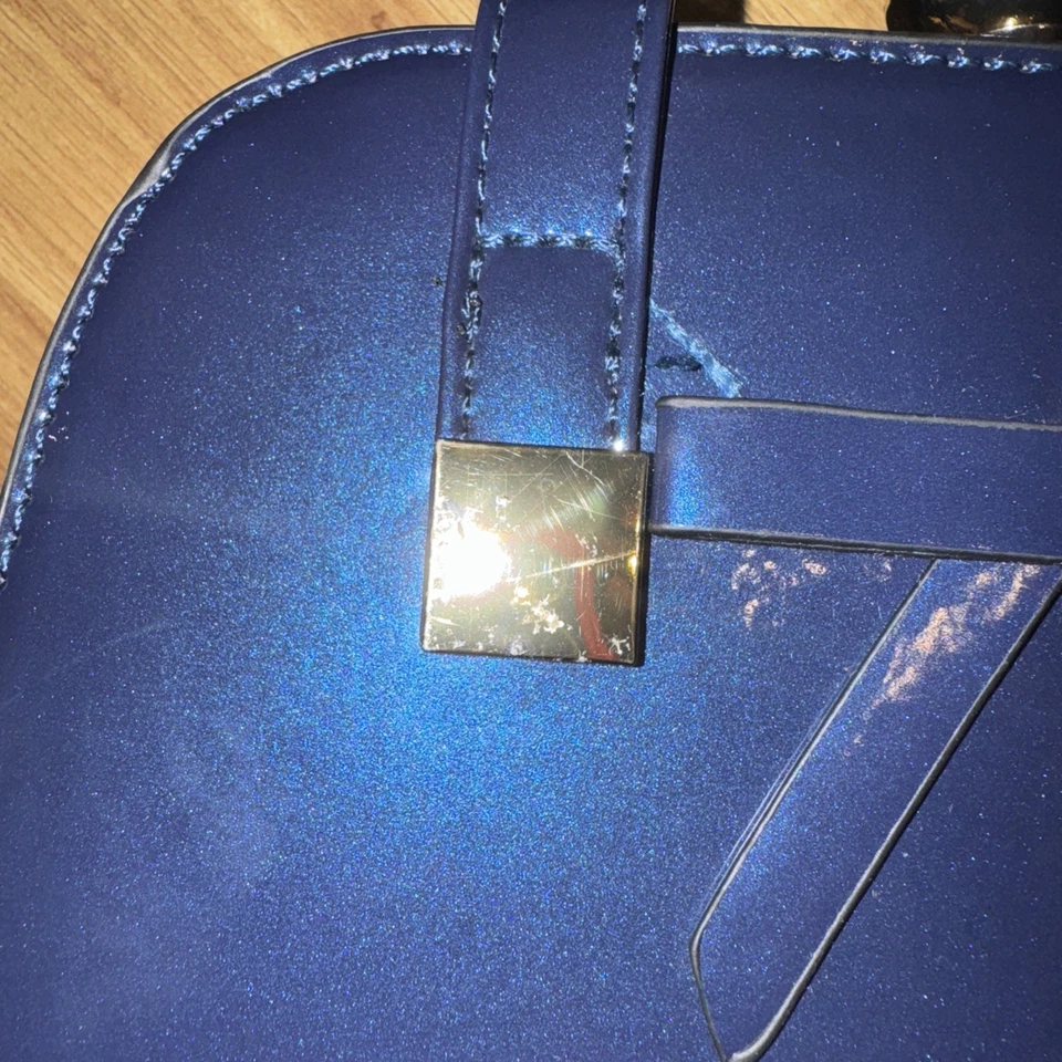 Bolso de Mano Alyssa Elegante a Presión Diamante Azul Marino Nuevo con Etiquetas Foto 4 de 4