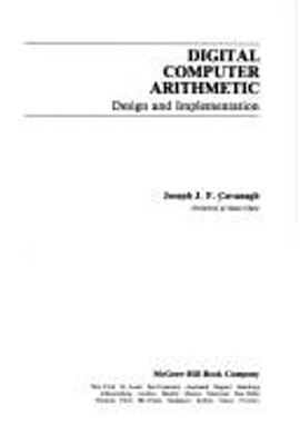 Digital Computer Arithmetic Hardcover J. Cavanagh