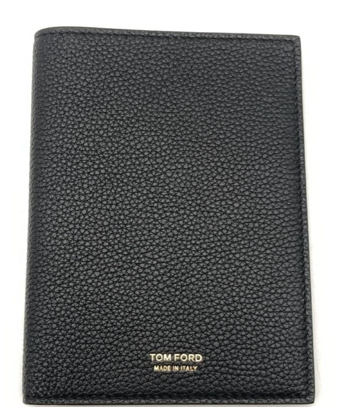 Tom Ford — GENUINE TOM FORD MENS BLACK SOFT GRAIN LEATHER T LINE PASSPORT HOLDER IN BLACK