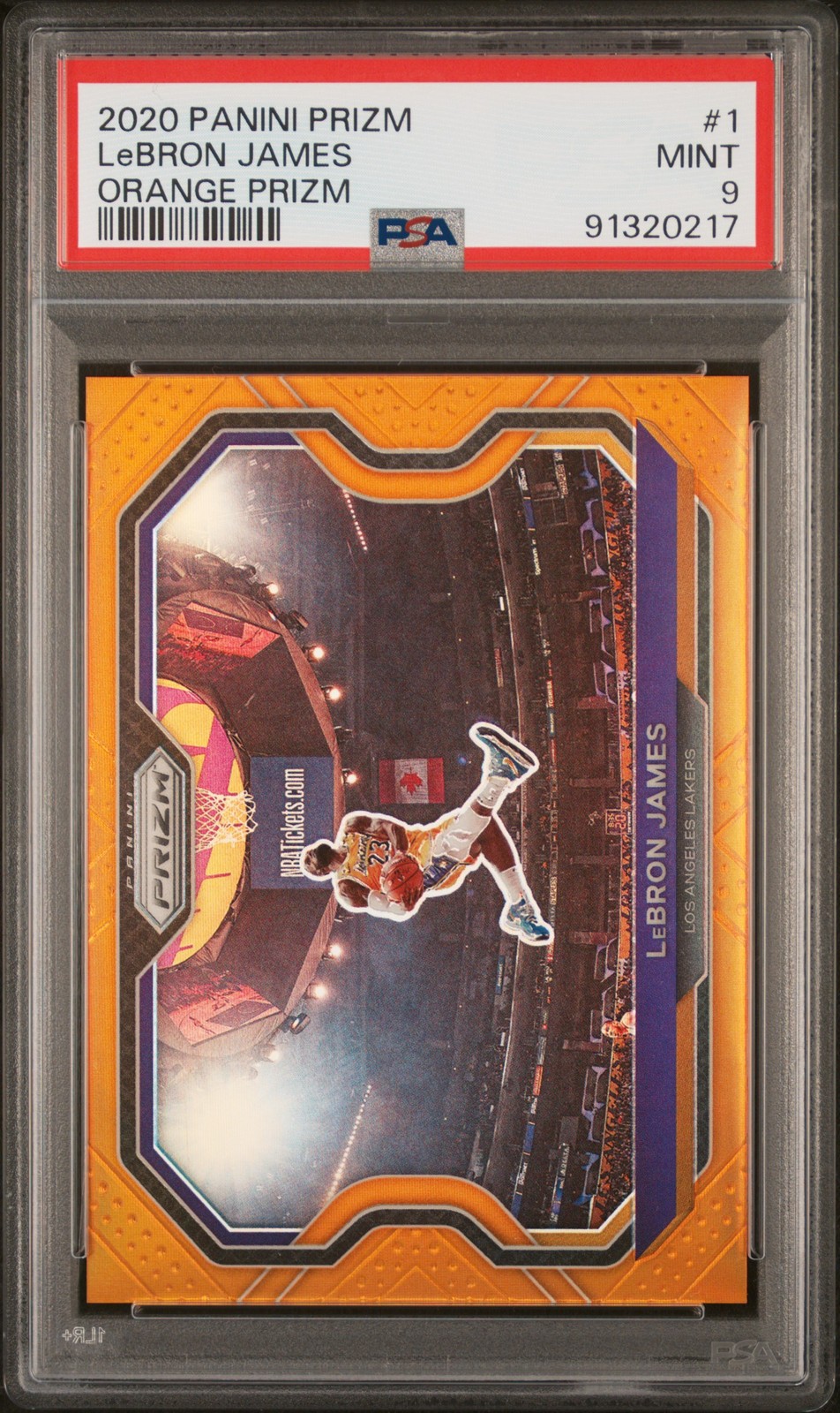 2020 PANINI PRIZM ORANGE PRIZM #1 LEBRON JAMES 20/49 PSA 9
