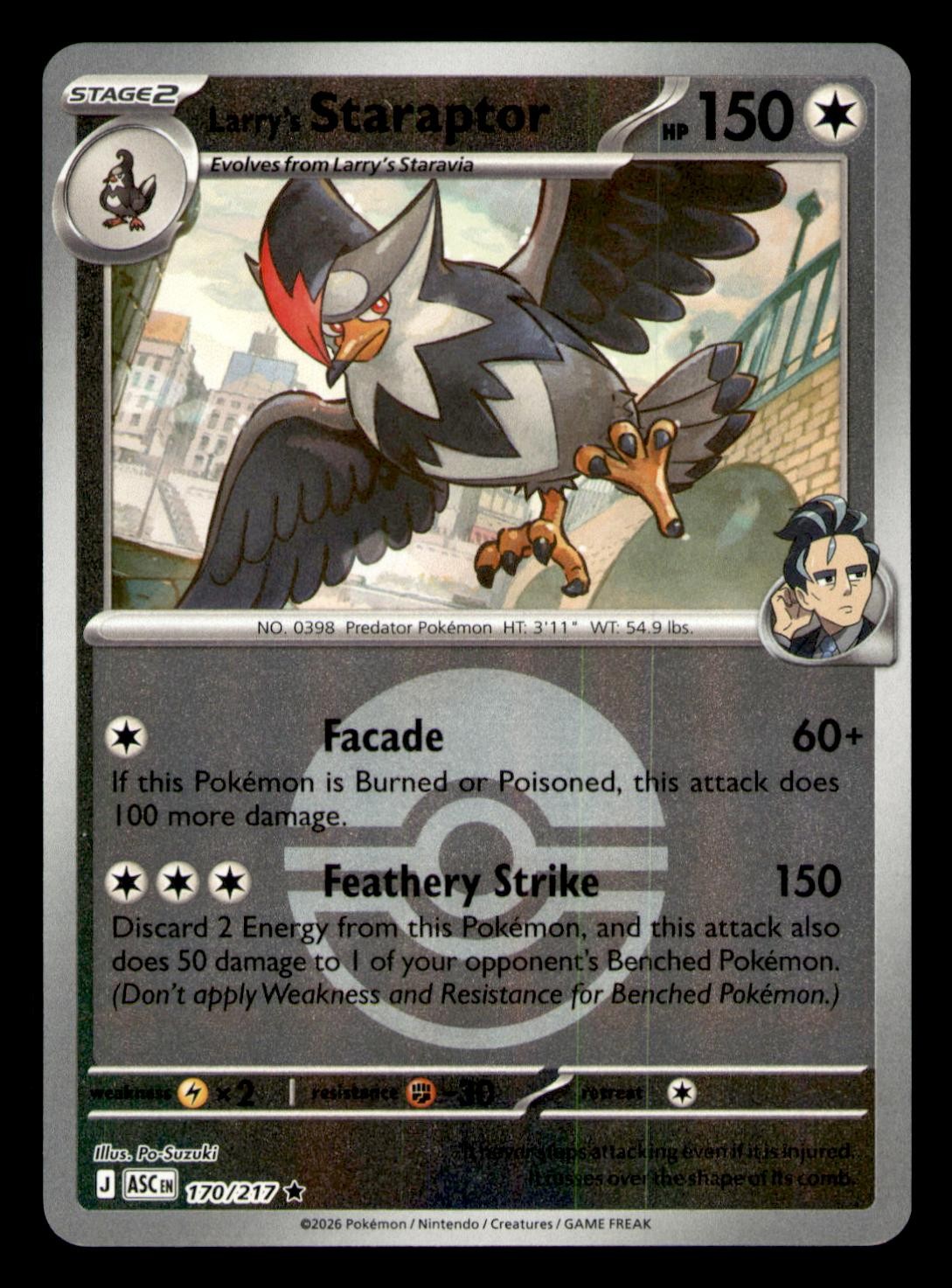 Larry's Staraptor (Poke Ball) 170/217 Ascended Heroes Pokemon Reverse Holo NM