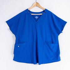 ClimateRight by Cuddl Duds Scrub Top Womens XL Royal Blue V Neck Stretch Pockets