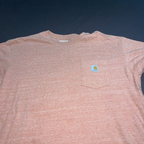 Carhartt Pocket T Shirt Mens XXL Short Sleeve Loose Fit Tee Orange Crew Neck - Picture 3 of 8