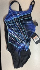 NWT Nike Swim Suit Racer Back Blue Women  s 28 Small 1-Pc Bathing Racing N74101