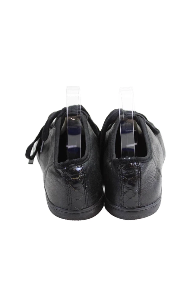 Lanvin Womens Leather Low Top Snakeskin Print Lace Up Sneakers Black Size 8 - Image 3 of 4