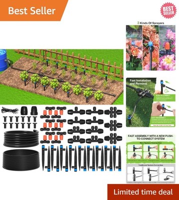 Upgraded 101-ft Greenhouse Micro Drip Irrigation Kit for Automatic Plant Care