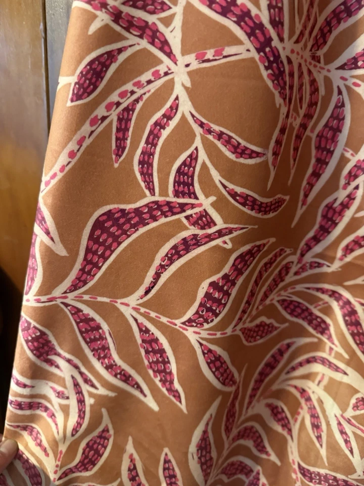 Panel Cortina Terciopelo Anthropologie Keli 96x50 Naranja Oscuro con Hoja Rosa Floral Foto 4 de 4