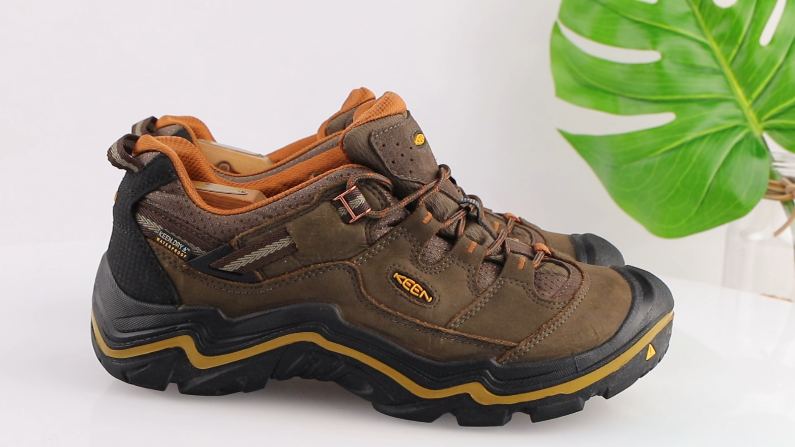 Scarpone da trekking Keen Durand da uomo taglia 11 in pelle marrone impermeabile scarpa bassa stringata