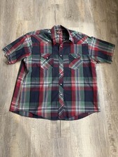 Vintage Wrangler Western Plaid Short Sleeve Pearl Snap Shirt Men's XXL