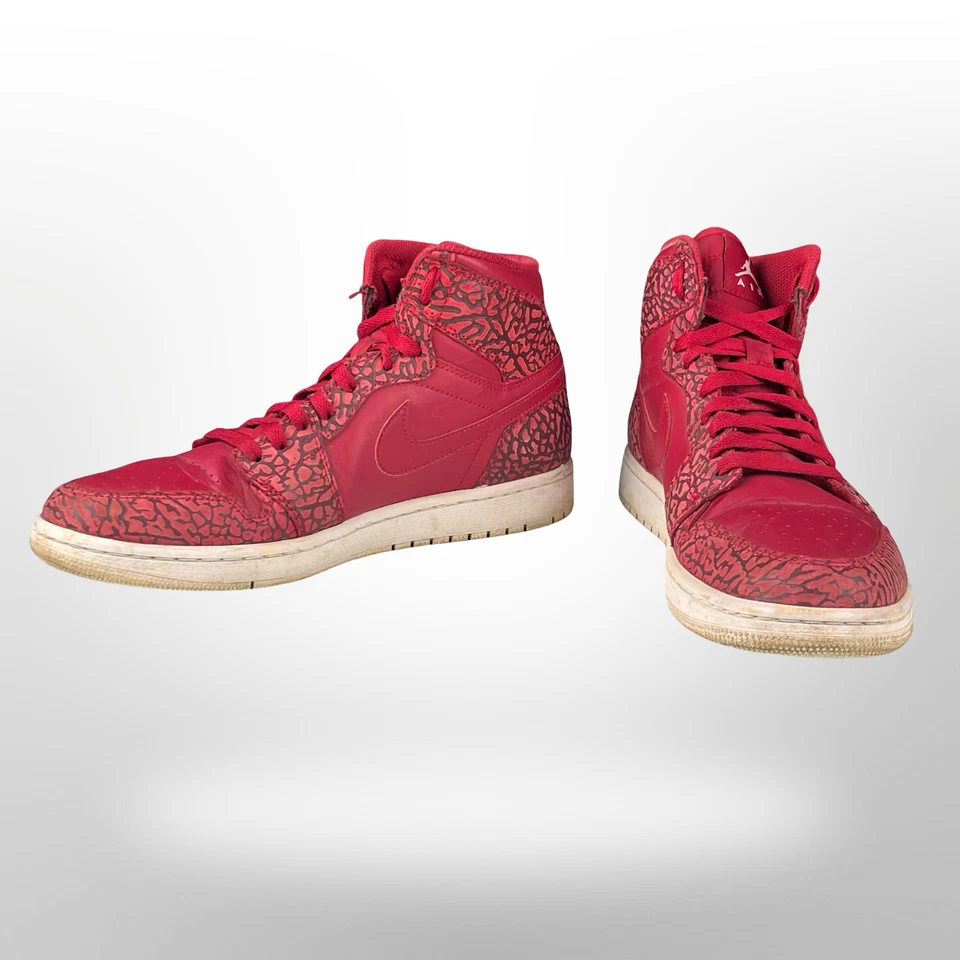 JORDAN Air 1 Retro Alto Hombre 10 Rojo Elefante Estampado Tenis 839115-600 Cuero Foto 3 de 4