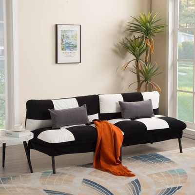 70in Velvet Futon Sofa Bed Twin Split Back 5 Position Adjustable Sleeper Couch