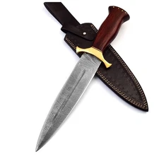 Sacred Path Damascus Steel Ceremonial Dagger Knife w/ Genuine Leather Sheath