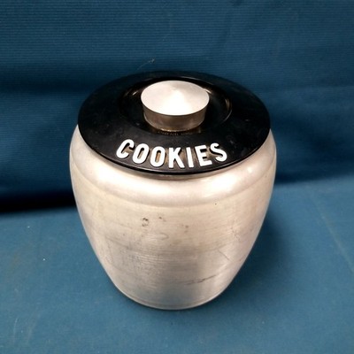 Vtg Kromex Aluminum & Plastic Lid 8'' Cookie Jar Canister