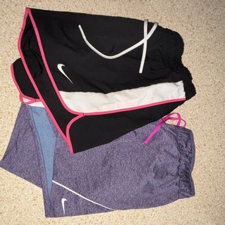 Nike Women's Athletic Shorts Moisture Wicking Stretch Black Pink Purple LOT OF 2