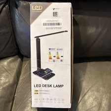 LED Desk Lamp with Wireless Charger, USB Charging Port, Dimmable Eye Black NIB