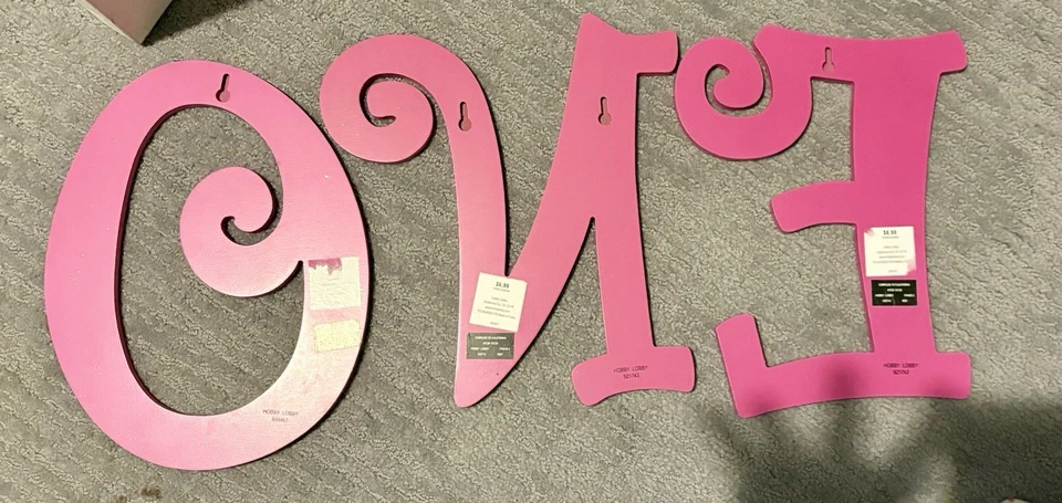 Pink Glitter "One" Wood Letters - Image 3 of 3
