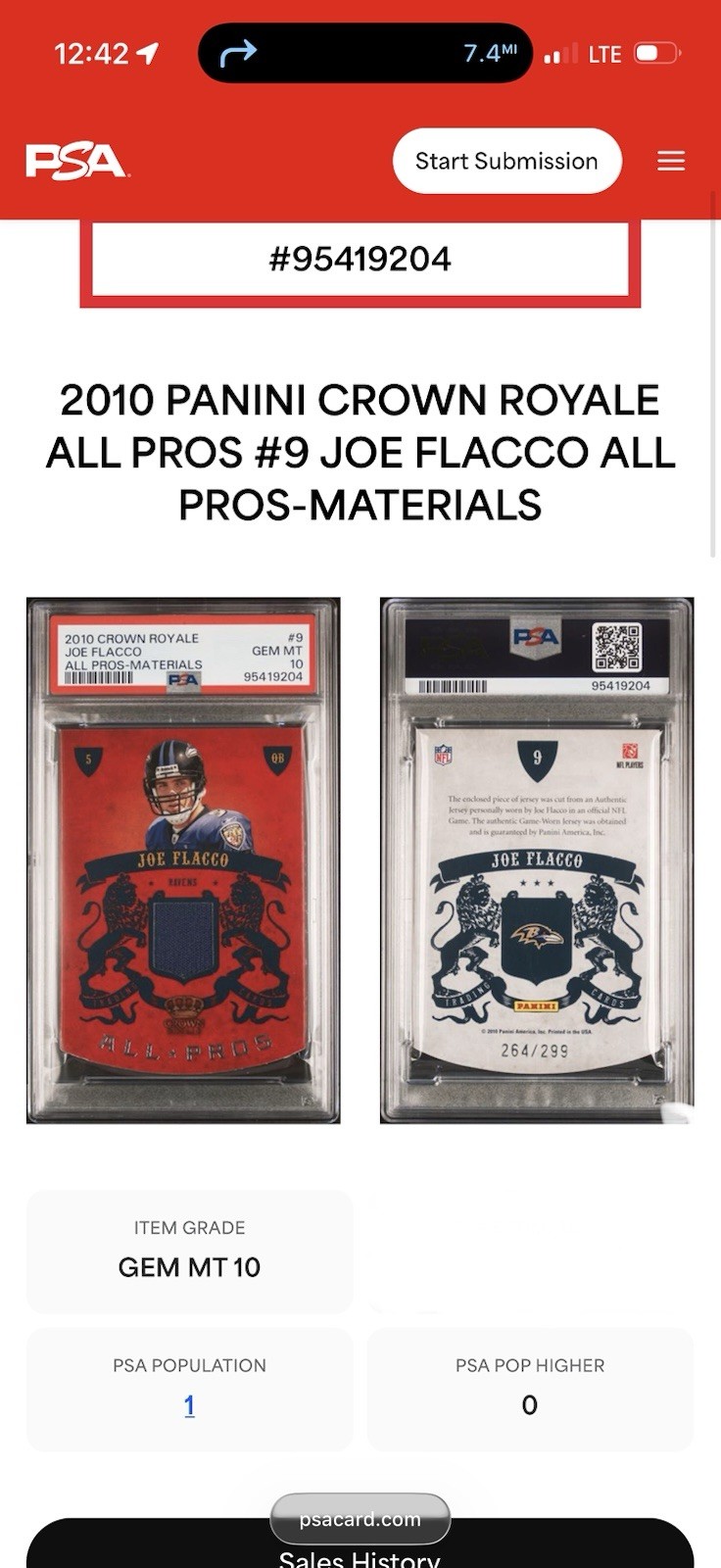 2010 Crown Royale Joe Flacco All Pro Materials /299 PSA 10 GEM MINT POP 1 RAVENS view 9