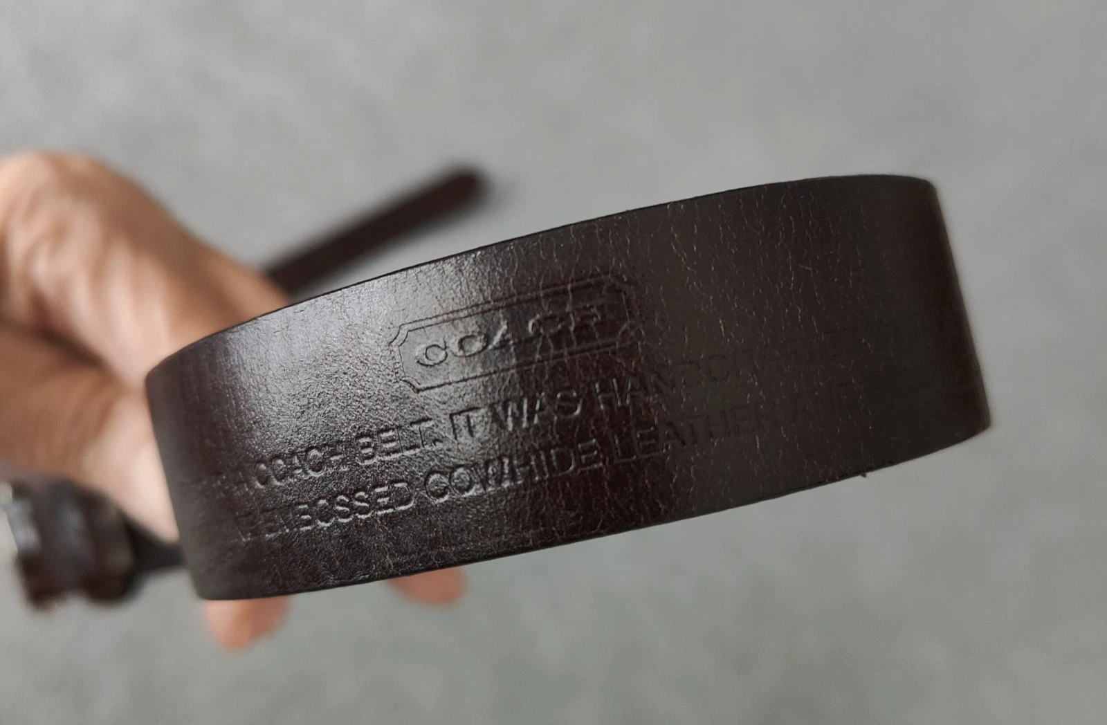 Cintura Coach in pelle artigianale marrone croc goffrata fibbia argento 3928 taglia L