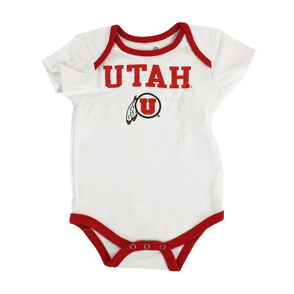 Utah Utes NCAA Gen 2 "3 Point Spread" Newborn Infant 3 Piece Creeper Set - Image 3 of 4