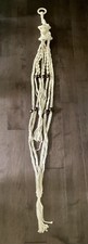 Vintage Macrame Double Plant Holder Six Foot Braided Rope Dark Wood Beads
