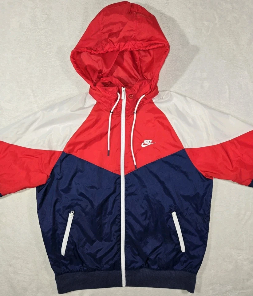 Nike Sportswear Windrunner Cremallera Completa Chaqueta con Capucha Para Hombres Pequeña Roja Blanca Azul Foto 2 de 4