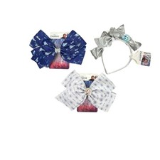 3 pack New Disney Frozen Large Hair Bows and Headband Anna Elsa Snowflakes