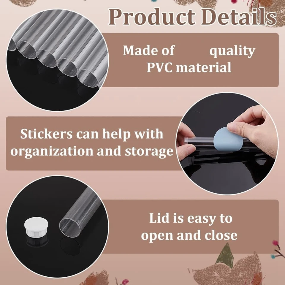 Paquete de 20 tubos de almacenamiento vacíos de plástico transparente con tapa de 5 pulgadas de largo redondo7747 Foto 4 de 4