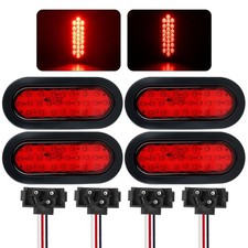 6 Inch Red Oval Led Trailer Truck Lights 24 LED Waterproof Sealed 6" Stop/Tur...