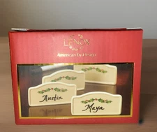 Lenox Holiday Christmas 4 Place Card Holders NIB with marker