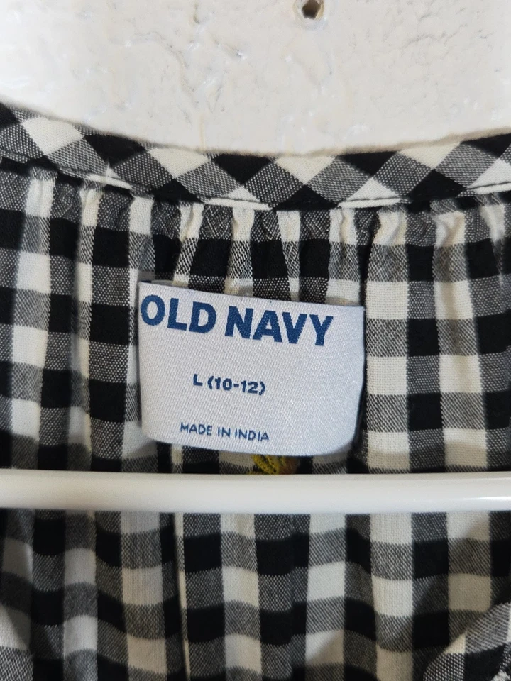 Vestido Grande Manga Larga Antiguo Azul Marino Niña Girasoles Negro Ajuste a Cuadros y Acampanado 10/12 Foto 3 de 4