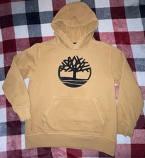 Timberland Boys Tan Pullover Hoodie Fleece Logo Long Sleeve Size L 14/16 