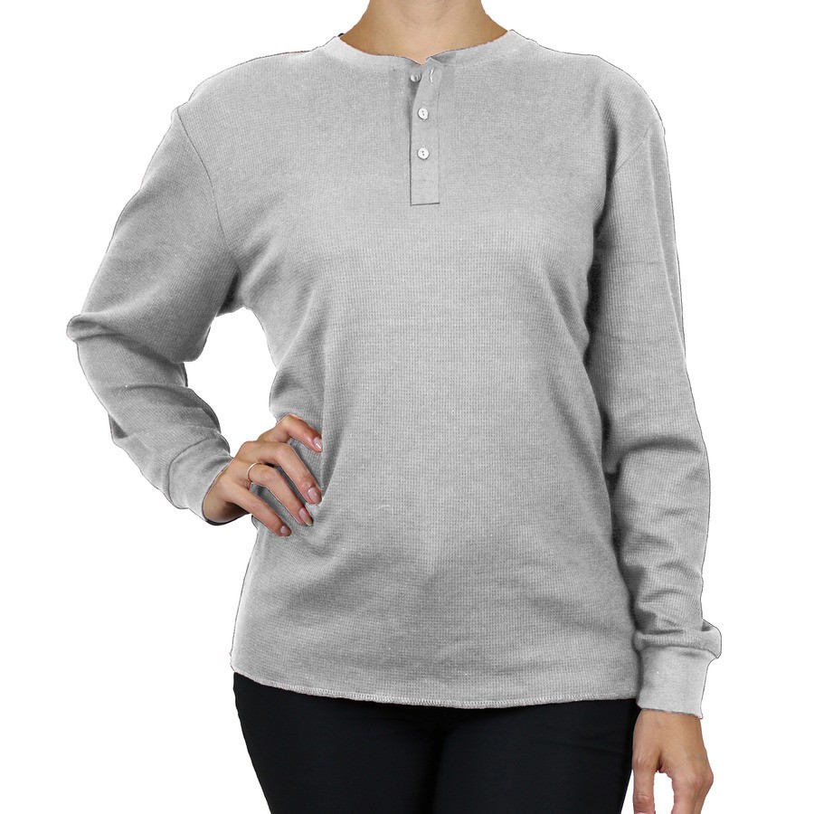 Women's 3-Pack Waffle-Knit Thermal Henley Tees Long Sleeves  (Size- S-2XL) NEW