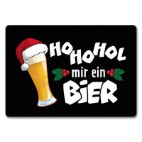 Bier Mit WeihnachtsmüTze FußMatte In 35X50 Cm Ohne Rand Mit Spruch Hohohol Mir