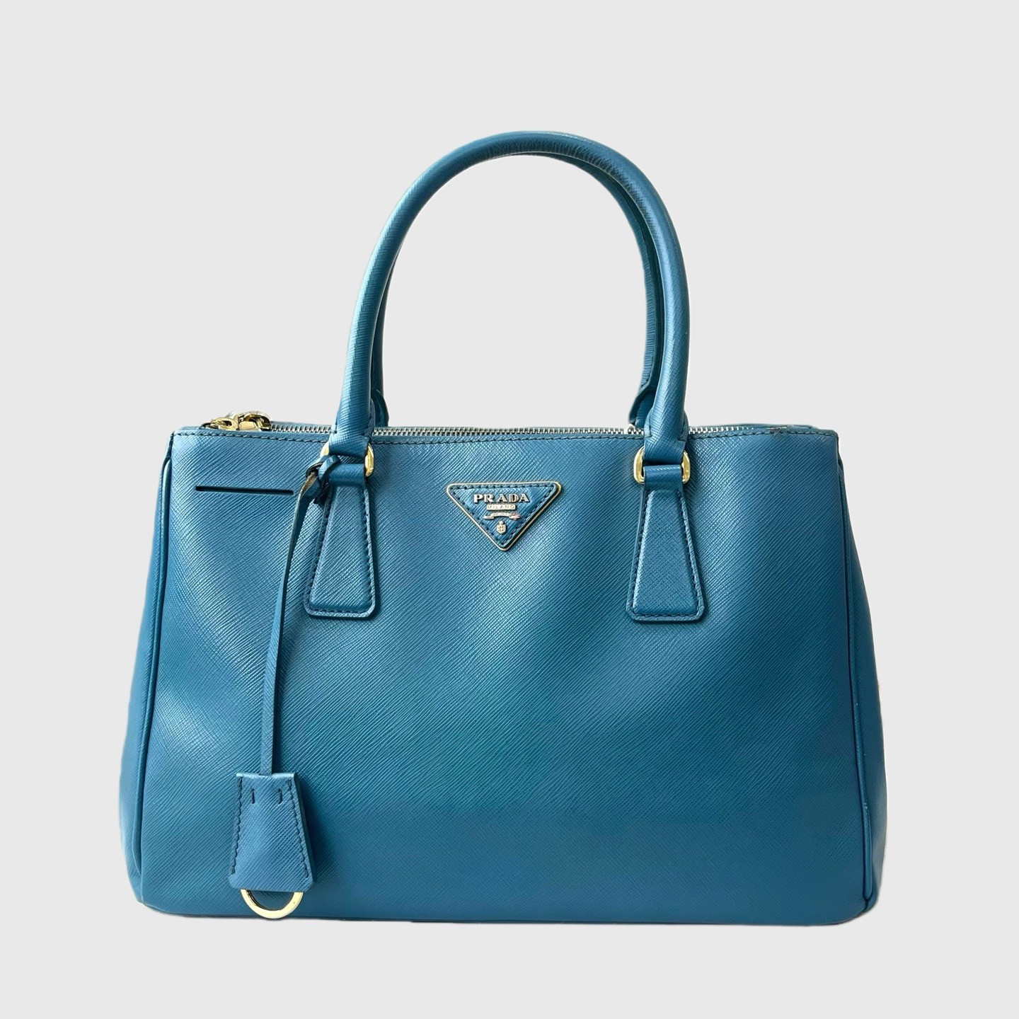 Prada Galleria Saffiano Light Blue Leather Tote Bag Killer Bag Gold Hardware