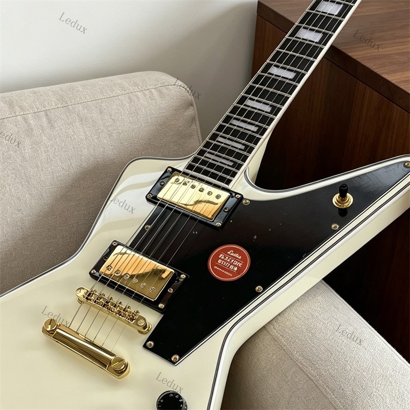 Ledux Solid Electric Guitar Stainless Rounded Fret Edge Bone Nut Cream Fast Ship