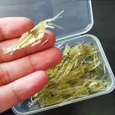 20pcs Soft Shrimp Fishing Lures with Luminous Bait Hooks for Fresh & Saltwater