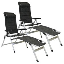 VANGO TUSCANY CHAIR & FOOTREST RECLINING FOLDING CAMPING CARAVAN FURNITURE x2