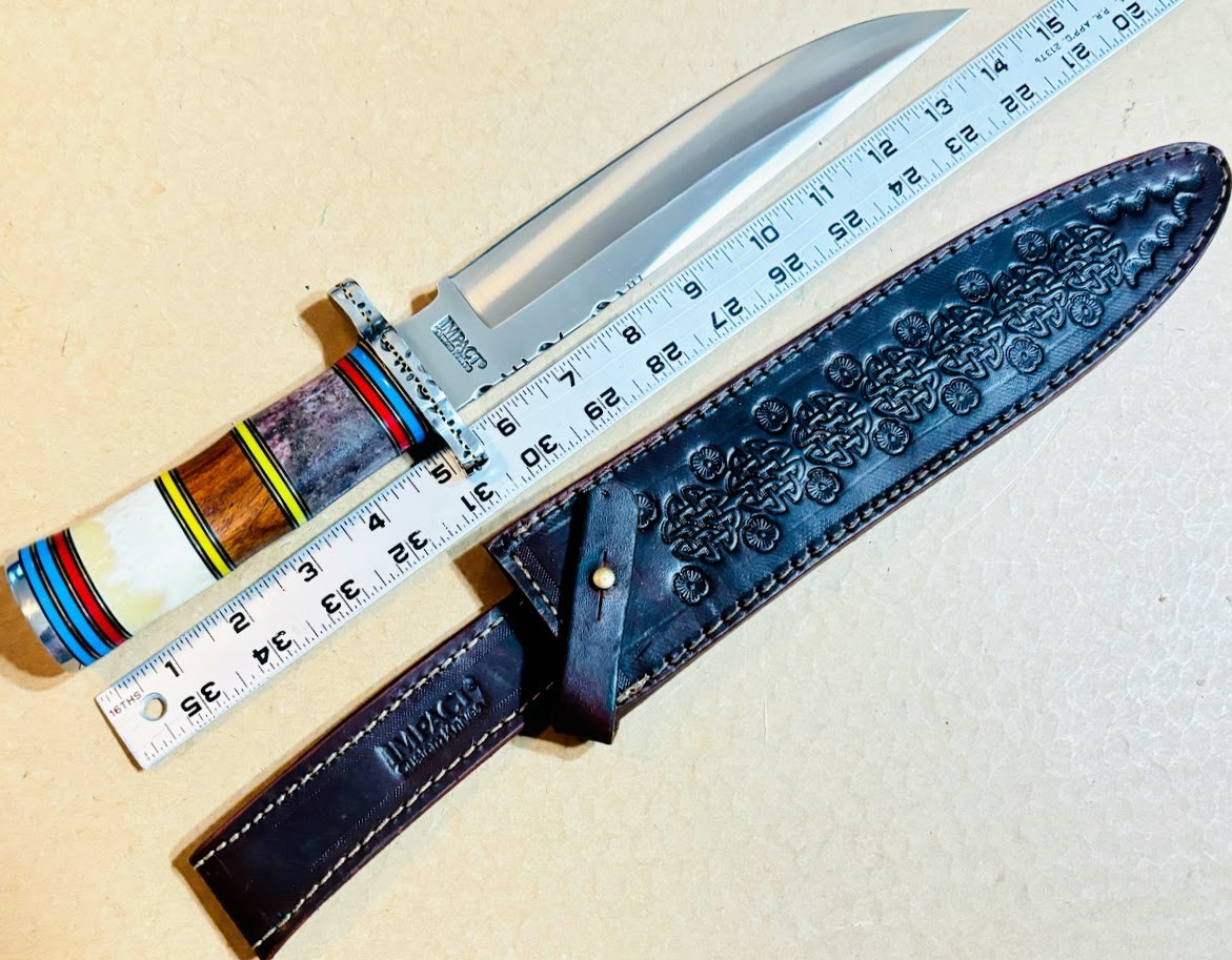 IMPACT CUTLERY Custom Made Fixed Blade 14" Bowie Knife UNUSED Handmade Knives