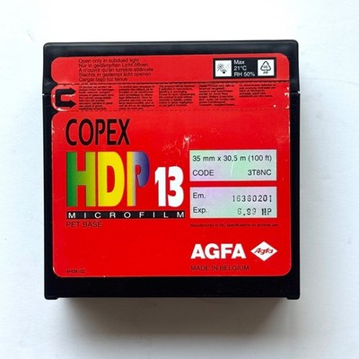 Agfa Copex HDP 13 microfilm 35mm B&W FILM 100' BULK ROLL *FREEZER STORED*