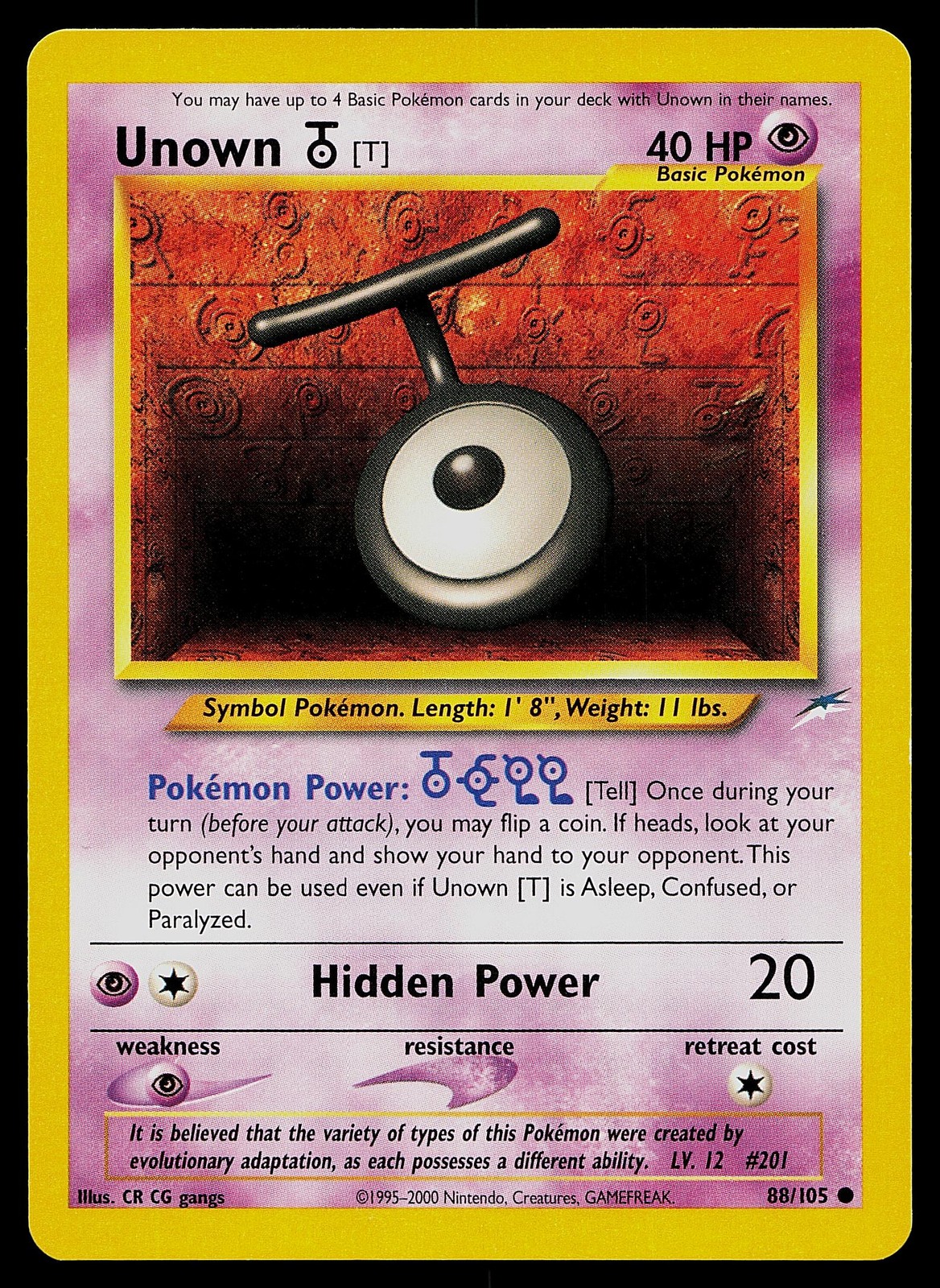 Pokemon Neo Destiny 88/105 Unown [T] Pokemon Card